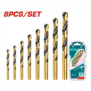 TOTAL 8 Pcs HSS Twist Drill Bits Set