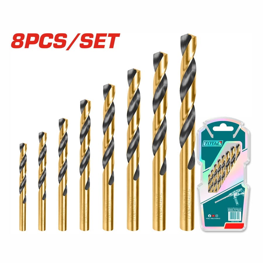 8pc hss bits (1) TOTAL 8 Pcs HSS Twist Drill Bits Set