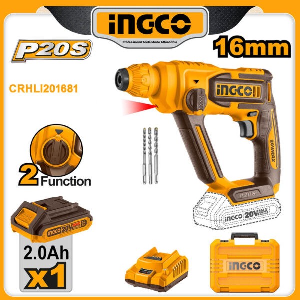 INGCO 20v Cordless Rotary Hammer Drill