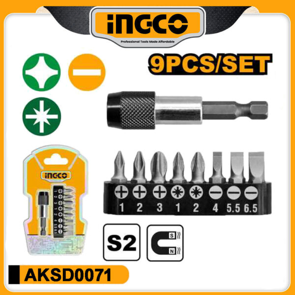 INGCO 9pcs Screwdriver Bits Set