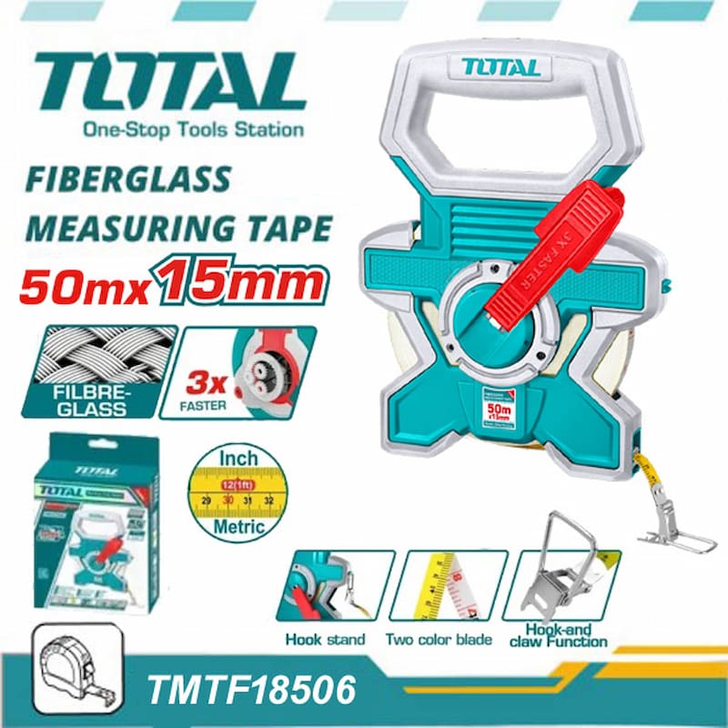 TMTF18506 Total 50m Fiberglass Measuring Tape