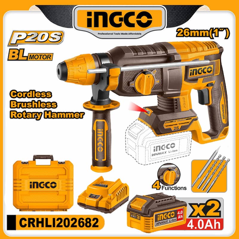 CRHLI202682 INGCO 20v Li-Ion Cordless Rotary Hammer Drill
