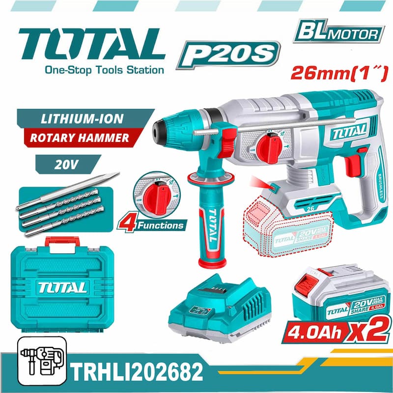 TRHLI202682 TOTAL 20v Cordless Hammer Drill 26mm