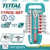 TOTAL 17 Pcs 1/2" Socket Set - THT121171