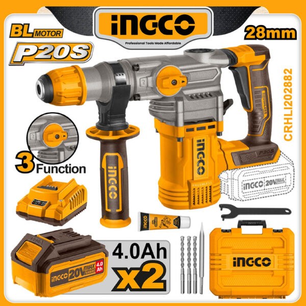 Ingco 20V Cordless Heavy Brushless Rotary Hammer