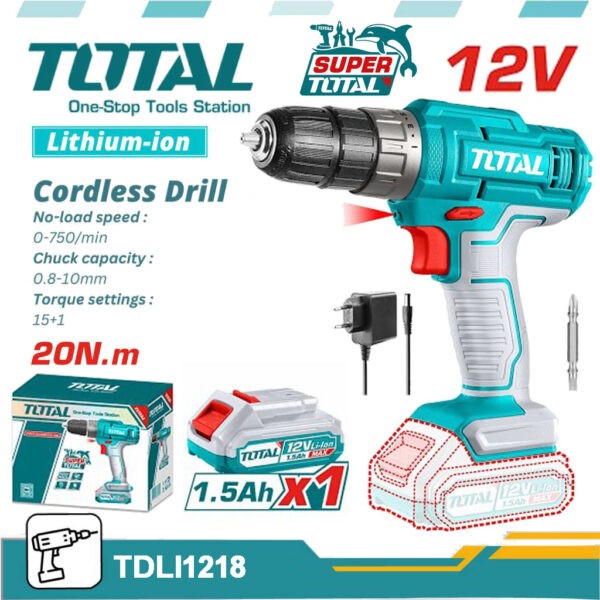 TOTAL 12v Cordless Drill 20NM