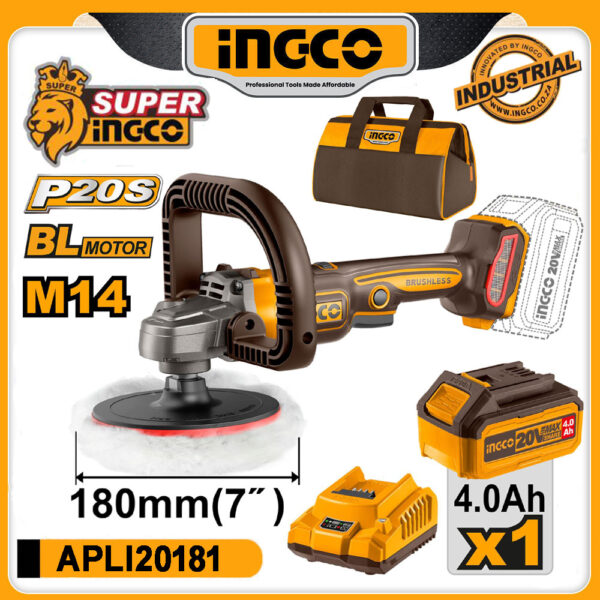 INGCO 20V Cordless 7" Angle Polisher