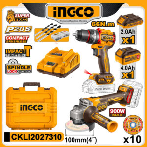 INGCO 20V Cordless Grinder & Drill Combo Kit