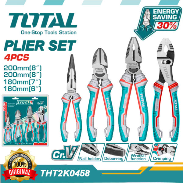 TOTAL 4 Pcs CrV High leverage Pliers Set