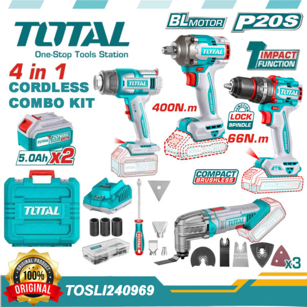 TOTAL 4 in 1 Cordless 20v Combo Set