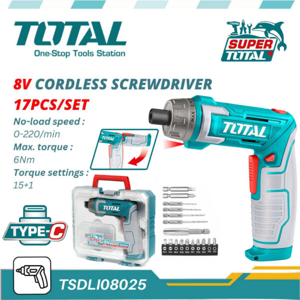 TOTAL 8V Cordless screwdriver 1.5Ah