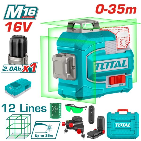 TOTAL 3D 12 Lines 16V Wireless Laser Level 0-35m