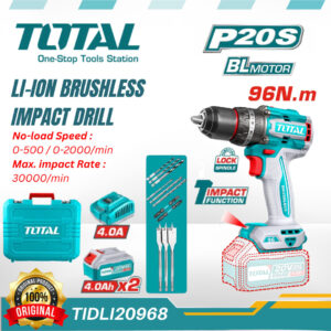 TOTAL 20V Compact Brushless Impact Drill 96N.m