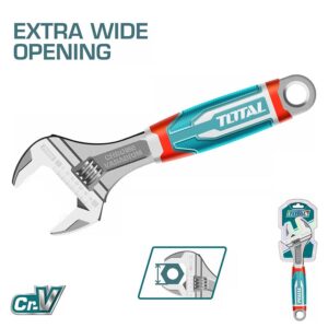 TOTAL Adjustable Wrench with Rubber Grip