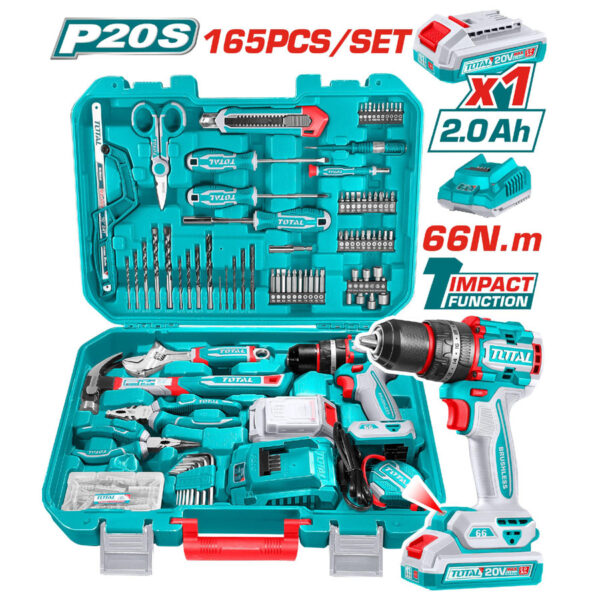 Total 165 Pcs Cordless Tools Set 66N.m