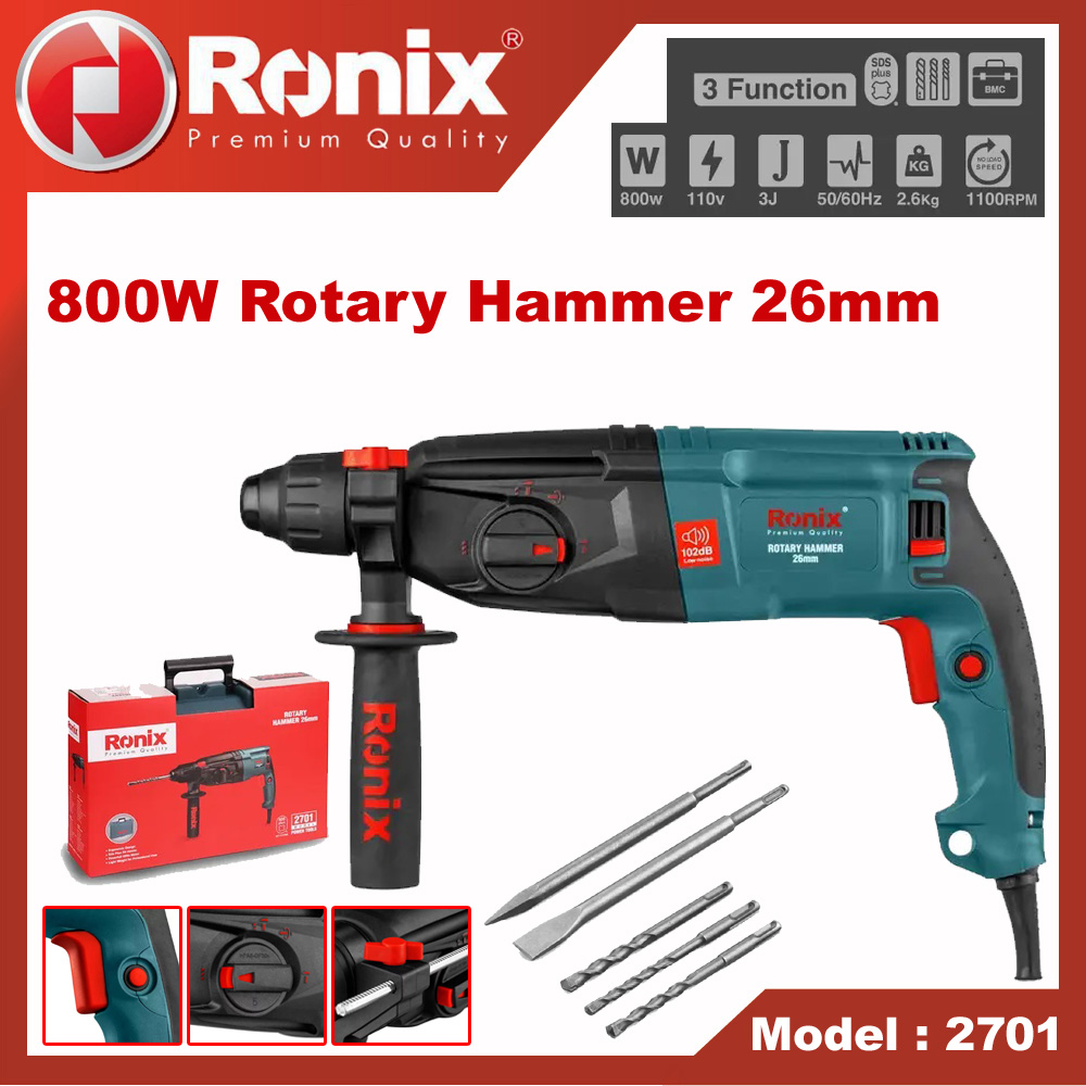 2701 Ronix 800w Rotary Hammer Drill