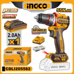 INGCO 20v Compact Brushless Cordless Drill 55N.m