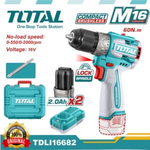 TOTAL 16v Compact Brushless Cordless Drill 60N.m