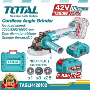 Total 42v Cordless Brushless Angle Grinder 100mm