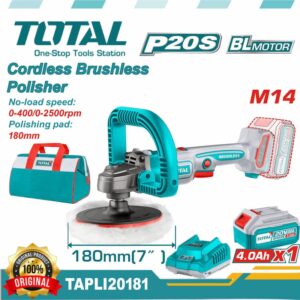 TOTAL 20v Cordless Brushless Polisher 180mm