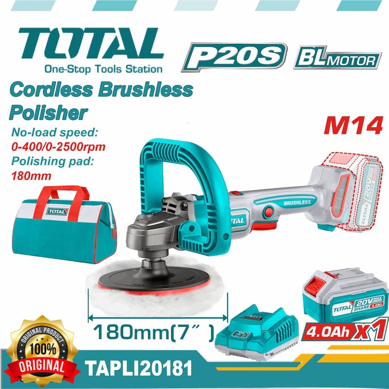 TAPLI20181 TOTAL 20v Cordless Brushless Polisher 180mm