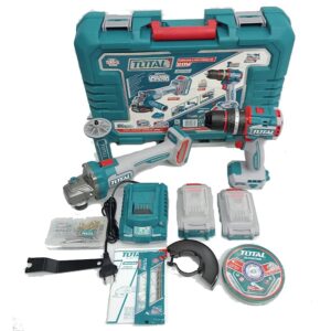 TOTAL 20V Cordless Angle Grinder & Impact Drill Combo