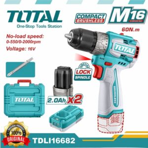 TOTAL 16v Compact Brushless Cordless Drill 60N.m