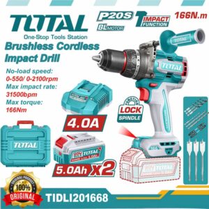 TOTAL 20v Brushless Cordless Impact Drill 166Nm