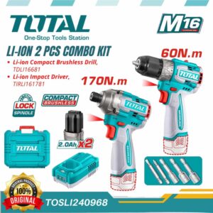 TOTAL 16v Cordless Brushless Drill & Impact Driver Combo