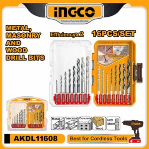 INGCO 16 Pcs Drill Bits Set (Hex shank)