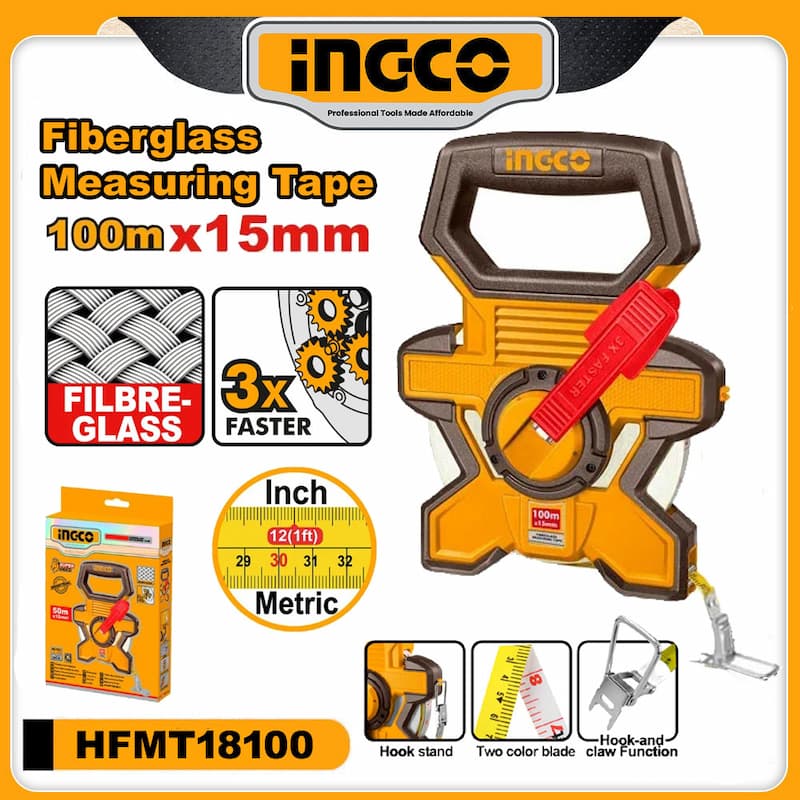 HFMT18100 INGCO 100m Fiberglass Measuring Tape