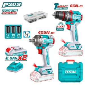 TOTAL 20v Impact Wrench and Drill Combo set
