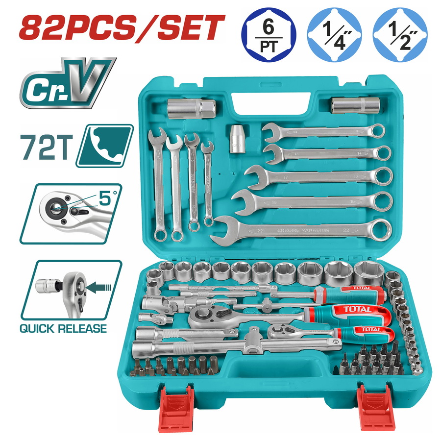 THT421802 TOTAL 82pcs 1/4" & 1/2" socket set