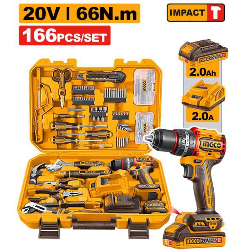 HKTHP41662 INGCO 166 Pcs Cordless Tools Set 66N.m