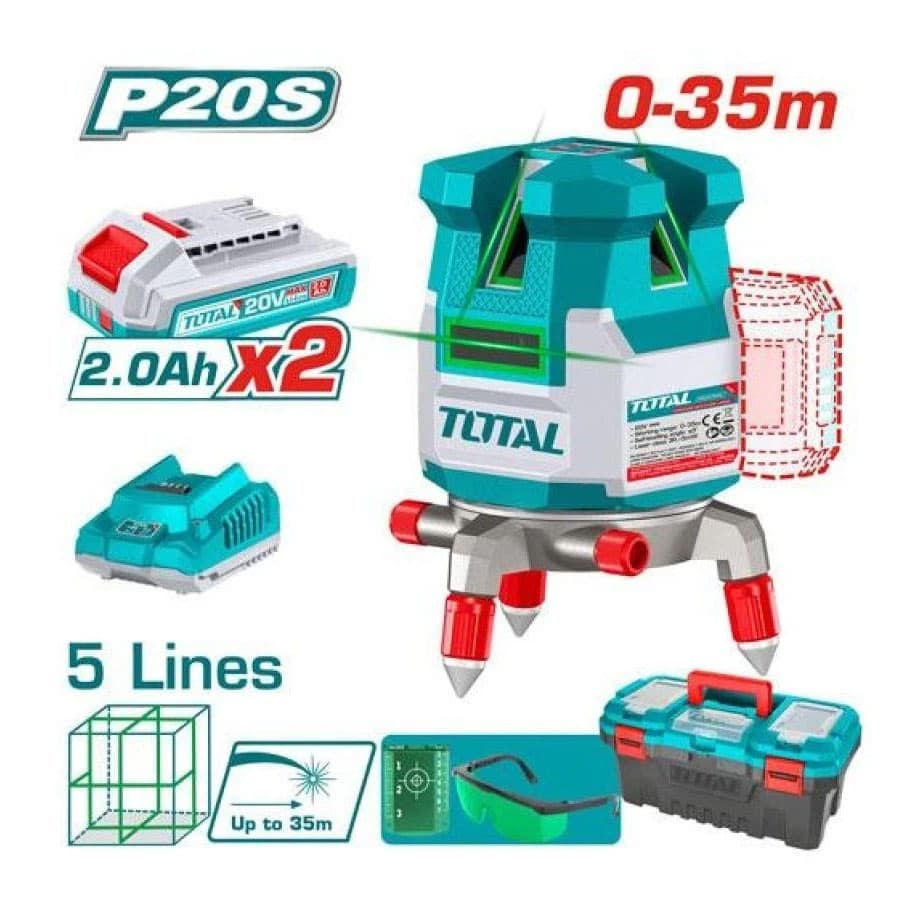 total 20v 5 line laser (1) TOTAL 20v Cordless 5-Line Laser Level
