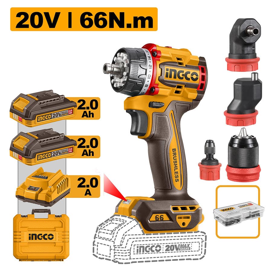 ingco multi head (1) INGCO Cordless multi-head drill driver