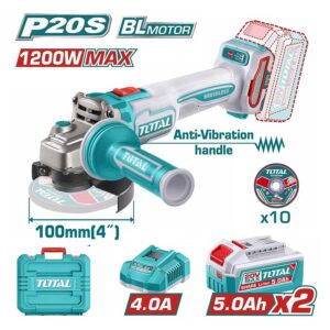 TOTAL 20v Cordless Angle Grinder (1200w Max Power)